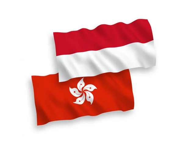 Banderas de Indonesia y Hong Kong sobre fondo blanco — Archivo Imágenes Vectoriales
