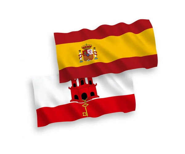 Banderas de Gibraltar y España sobre fondo blanco — Vector de stock
