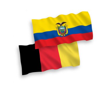 Beyaz arkaplanda Belçika ve Ekvador bayrakları