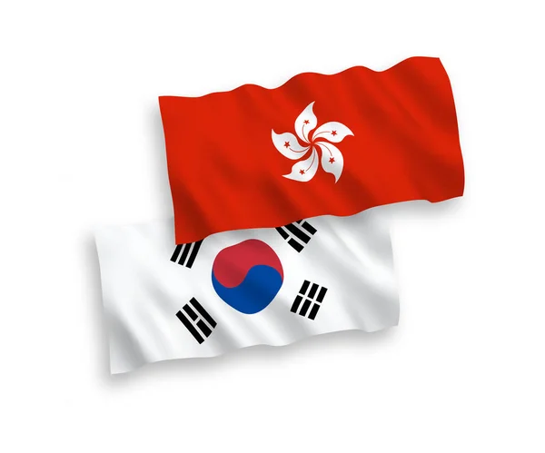 ธงของเกาหลีใต้และฮ่องกงบนพื้นหลังสีขาว — ภาพเวกเตอร์สต็อก