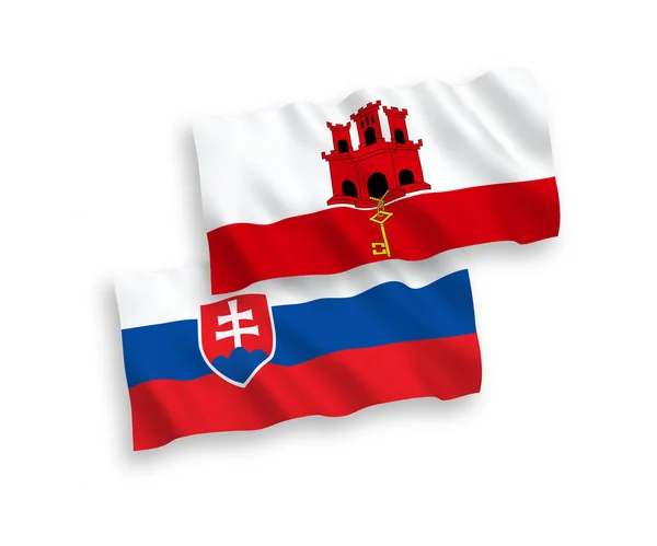 하얀 배경에 있는 슬로바키아와 지브롤터의 깃발 — 스톡 벡터