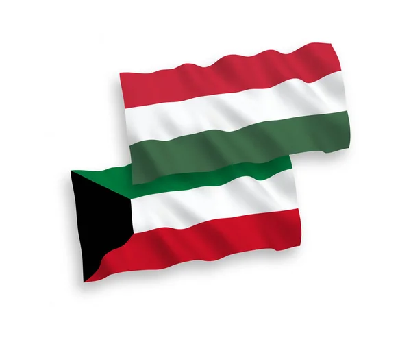 Flaggor i Kuwait och Ungern på en vit bakgrund — Stock vektor