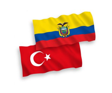 Beyaz arkaplanda Türkiye ve Ekvador bayrakları