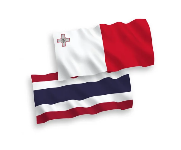 Флаги Мальты и Таиланда на белом фоне — стоковый вектор