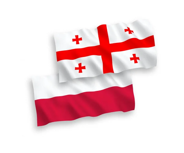 Vlajky Gruzie a Polska na bílém pozadí — Stockový vektor