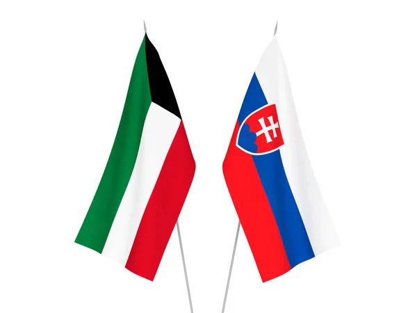 Кувейт і словацькі прапори — стокове фото