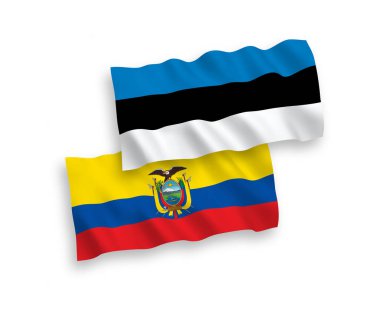 Beyaz arkaplanda Ekvador ve Estonya bayrakları