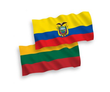 Beyaz arkaplanda Litvanya ve Ekvador bayrakları