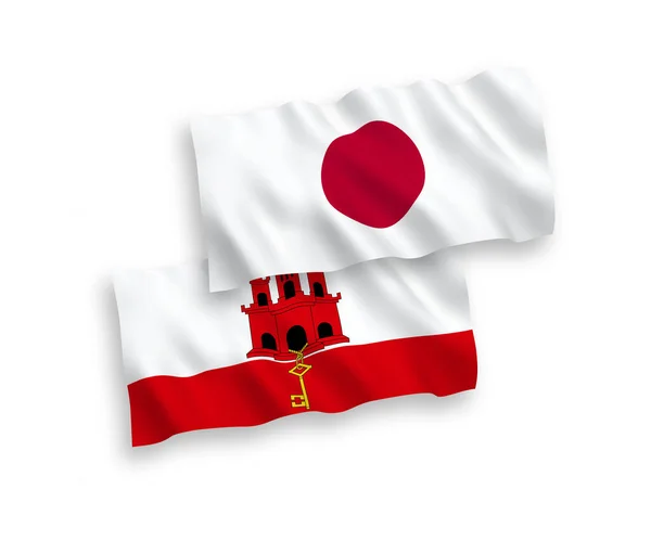 Bendera Jepang dan Gibraltar dengan latar belakang putih - Stok Vektor