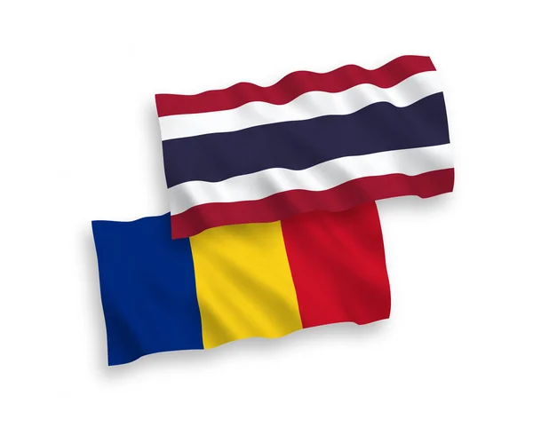 Прапори Румунії та Таїланду на білому тлі — стоковий вектор