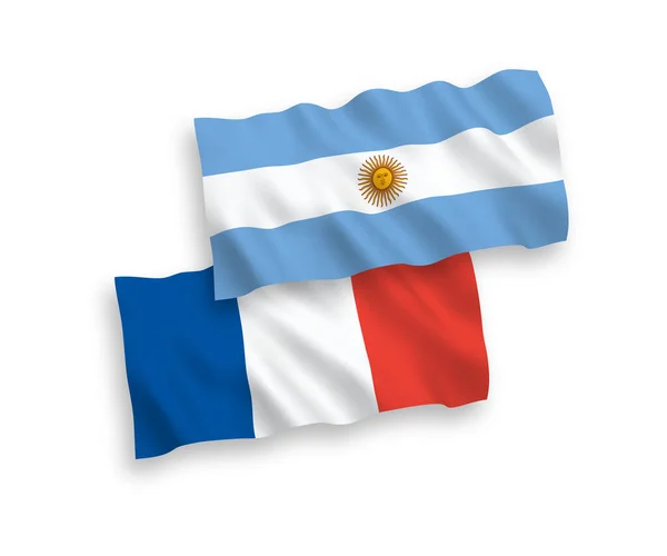 Banderas de Francia y Argentina sobre fondo blanco — Vector de stock