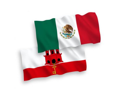 Beyaz arka planda Meksika ve Cebelitarık bayrakları