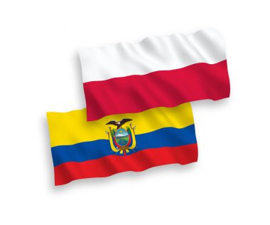 Beyaz arka planda Ekvador ve Polonya bayrakları