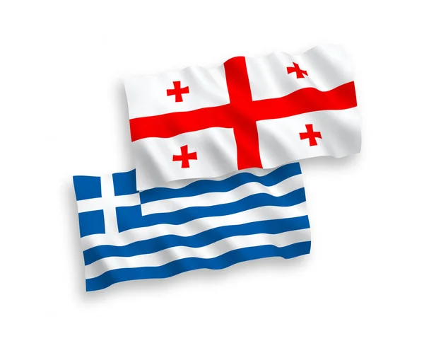 Флаги Греции и Грузии на белом фоне — стоковый вектор