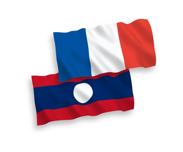 Vlajky Francie a Laosu na bílém pozadí — Stockový vektor