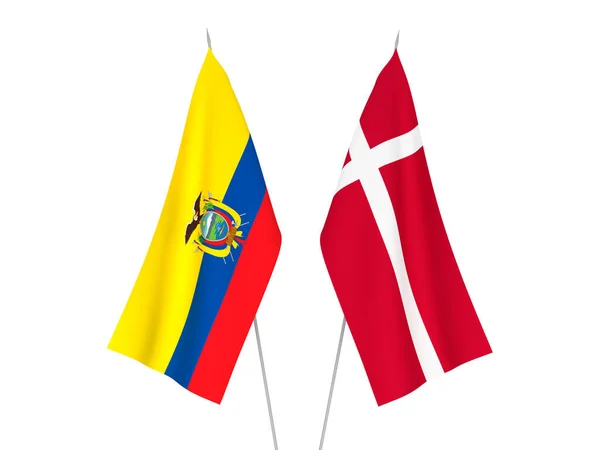 Flagi Ekwadoru i Danii — Zdjęcie stockowe
