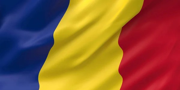Nationale stof Wave close-up vlag van Roemenië — Stockfoto