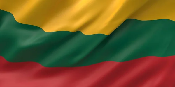 National Fabric Wave Closeup Flag of Lithuania — Stock Photo, Image