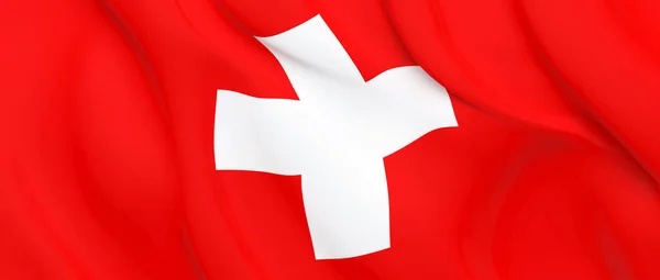 瑞士国家织物防波堤旗 — 图库照片