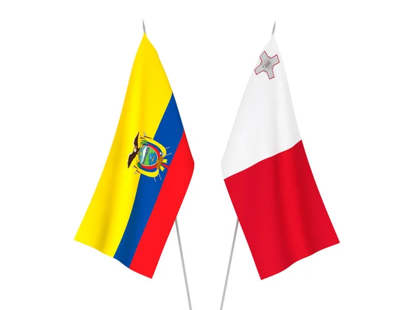 Vlaggen van Ecuador en Malta — Stockfoto