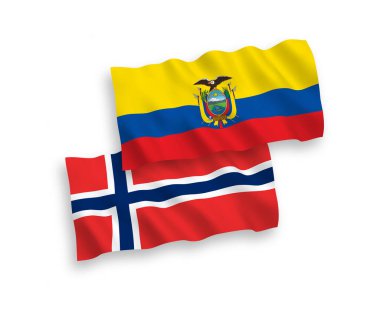 Beyaz arkaplanda Norveç ve Ekvador Bayrakları