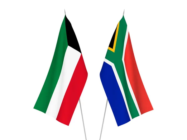 Drapeaux République d'Afrique du Sud et Koweït — Photo