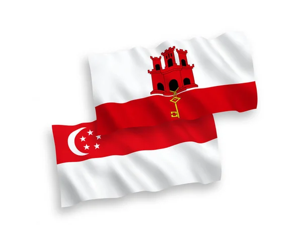 Флаги Гибралтара и Сингапура на белом фоне — стоковый вектор