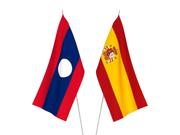 Σημαία Ισπανίας και Λάος — Φωτογραφία Αρχείου