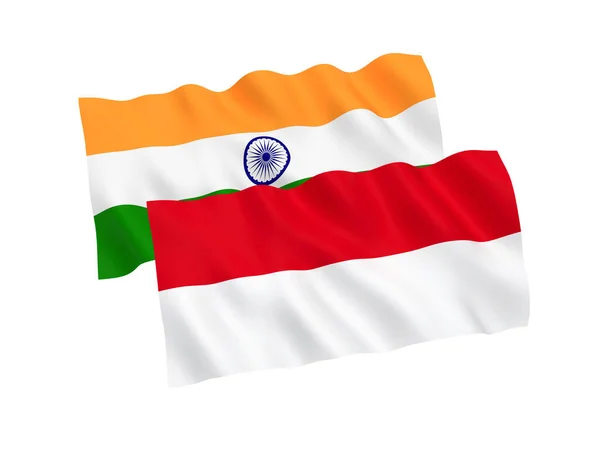Прапори Індонезії та Індії на білому тлі — стокове фото