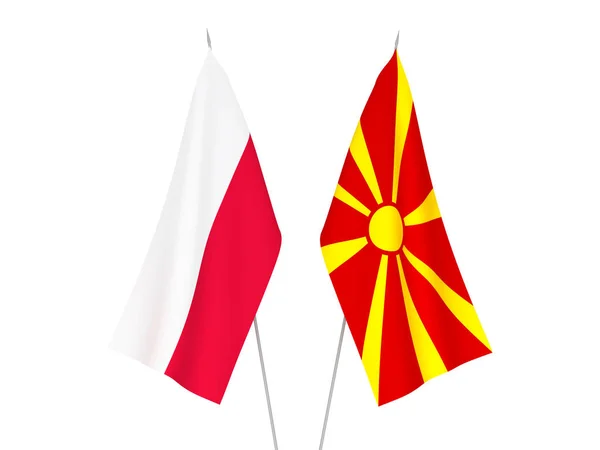 Drapeaux de Macédoine du Nord et Pologne — Photo