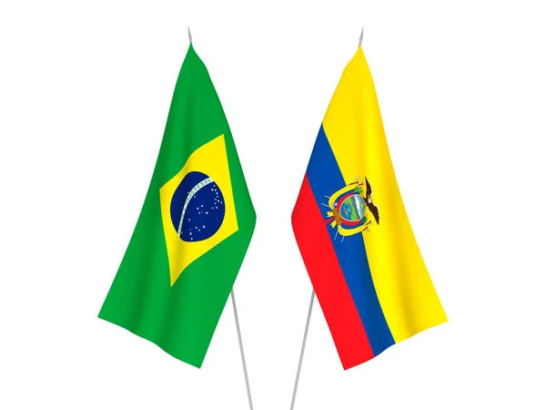 Brazilië en Ecuador vlaggen — Stockfoto