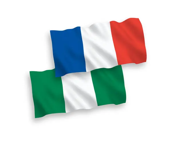 Banderas de Francia y Nigeria sobre fondo blanco — Vector de stock