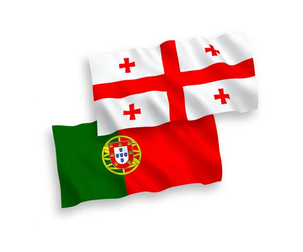 Drapeaux du Portugal et de la Géorgie sur fond blanc — Image vectorielle