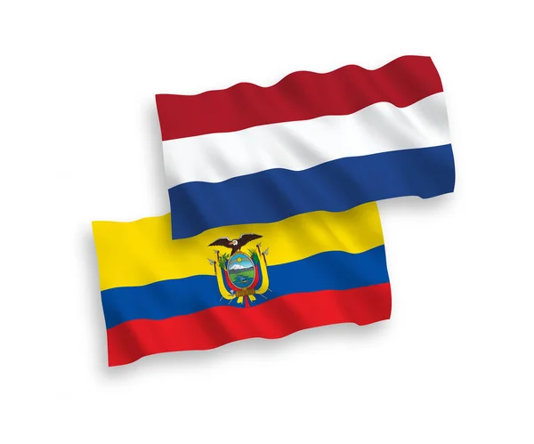 Drapeaux de l'Équateur et des Pays-Bas sur fond blanc — Image vectorielle