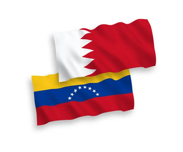 Drapeaux du Venezuela et Bahreïn sur fond blanc — Image vectorielle