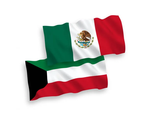 Flaggor i Mexiko och Kuwait på en vit bakgrund — Stock vektor