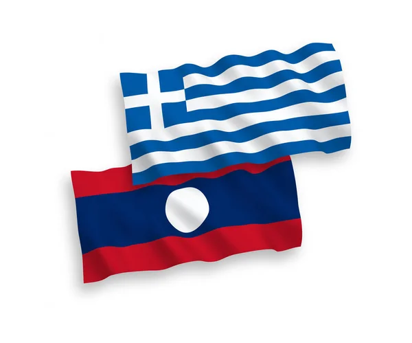 白い背景にギリシャとラオスの国旗 — ストックベクタ