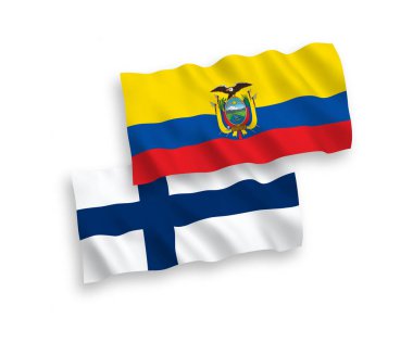 Beyaz arka planda Finlandiya ve Ekvador bayrakları