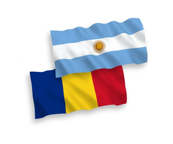 Drapeaux de la Roumanie et de l'Argentine sur fond blanc — Image vectorielle