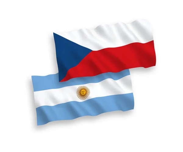 Banderas de la República Checa y Argentina sobre fondo blanco — Vector de stock