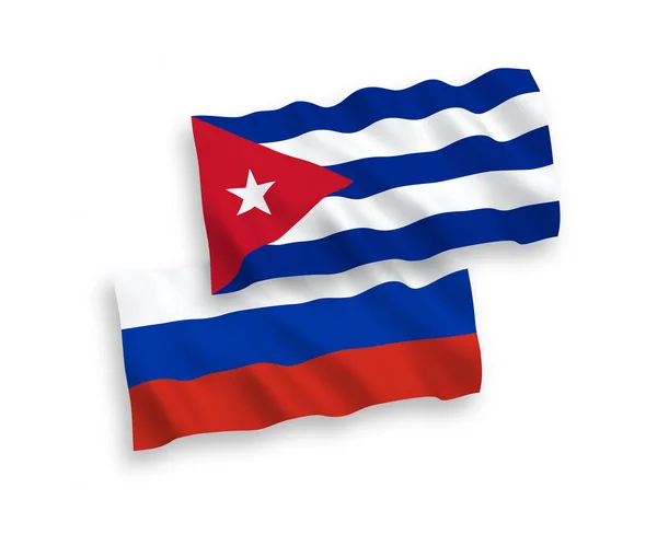 Drapeaux de Cuba et de la Russie sur un fond blanc — Image vectorielle