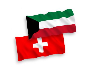 Beyaz arka planda Kuveyt ve İsviçre bayrakları