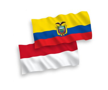 Beyaz arkaplanda Endonezya ve Ekvador Bayrakları