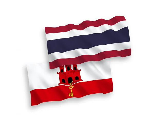 Banderas de Tailandia y Gibraltar sobre fondo blanco — Archivo Imágenes Vectoriales