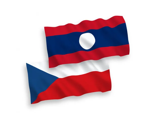 Bandeiras da República Checa e do Laos sobre um fundo branco —  Vetores de Stock