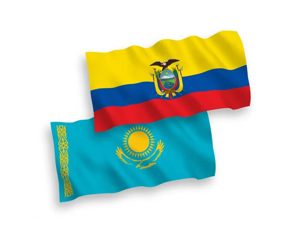 白色背景的哈萨克斯坦和厄瓜多尔国旗 — 图库矢量图片