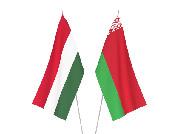 Bělorusko a vlajky Maďarska — Stock fotografie