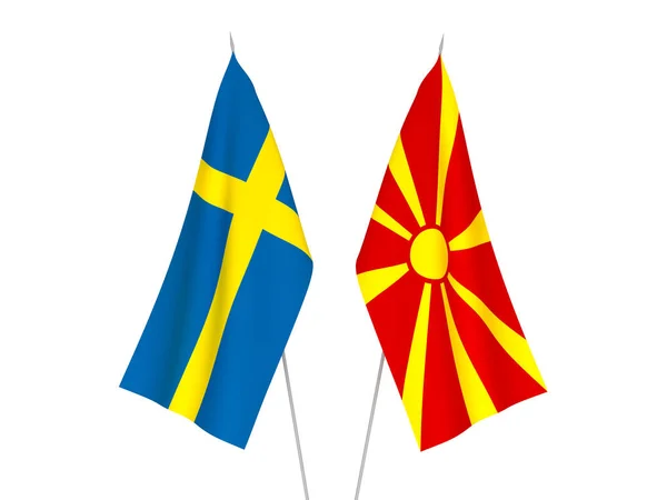 Drapeaux Suède et Macédoine du Nord — Photo