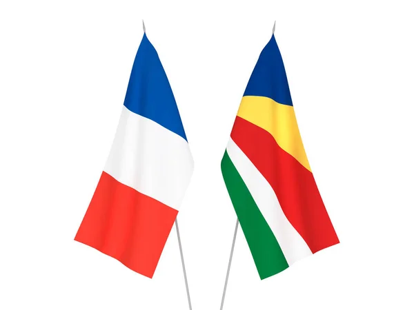 Drapeaux de France et des Seychelles — Photo