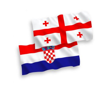 Beyaz arkaplanda Gürcistan ve Hırvatistan bayrakları